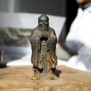 Buddha Gift Handmade Confucius Iron Powder Rust Cast Resin Statue Home Decoration