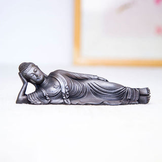 Buddha Gift Reclining Buddha Shakyamuni Iron Powder Rust Cast Resin Statue Home Decoration
