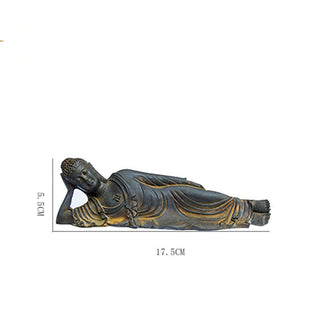 Buddha Gift Reclining Buddha Shakyamuni Iron Powder Rust Cast Resin Statue Home Decoration