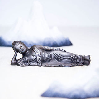 Buddha Gift Reclining Buddha Shakyamuni Iron Powder Rust Cast Resin Statue Home Decoration
