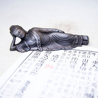Buddha Gift Reclining Buddha Shakyamuni Iron Powder Rust Cast Resin Statue Home Decoration
