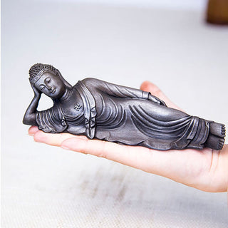 Buddha Gift Reclining Buddha Shakyamuni Iron Powder Rust Cast Resin Statue Home Decoration