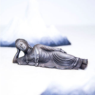 Buddha Gift Reclining Buddha Shakyamuni Iron Powder Rust Cast Resin Statue Home Decoration