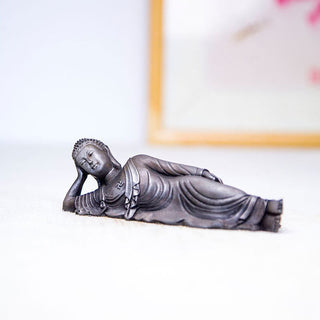 Buddha Gift Reclining Buddha Shakyamuni Iron Powder Rust Cast Resin Statue Home Decoration
