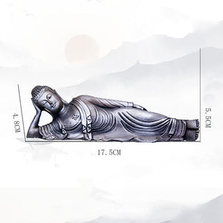 Buddha Gift Reclining Buddha Shakyamuni Iron Powder Rust Cast Resin Statue Home Decoration