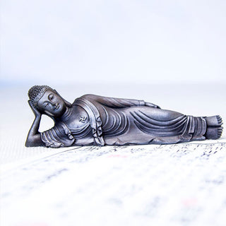 Buddha Gift Reclining Buddha Shakyamuni Iron Powder Rust Cast Resin Statue Home Decoration