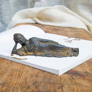 Buddha Gift Reclining Buddha Shakyamuni Iron Powder Rust Cast Resin Statue Home Decoration