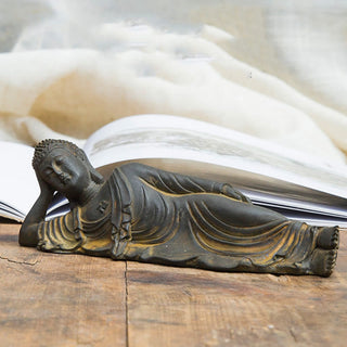 Buddha Gift Reclining Buddha Shakyamuni Iron Powder Rust Cast Resin Statue Home Decoration