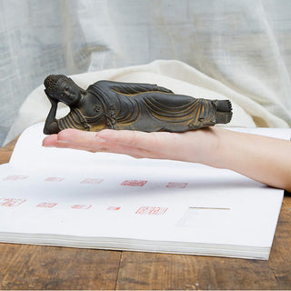 Buddha Gift Reclining Buddha Shakyamuni Iron Powder Rust Cast Resin Statue Home Decoration