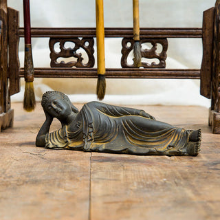 Buddha Gift Reclining Buddha Shakyamuni Iron Powder Rust Cast Resin Statue Home Decoration
