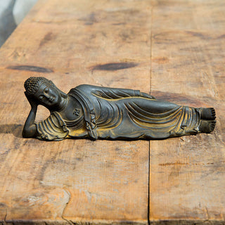 Buddha Gift Reclining Buddha Shakyamuni Iron Powder Rust Cast Resin Statue Home Decoration