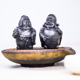 Buddha Gift Handmade Literary Military God of Wealth Iron Powder Rust Cast Resin Statue Home Decoration