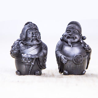 Buddha Gift Handmade Literary Military God of Wealth Iron Powder Rust Cast Resin Statue Home Decoration