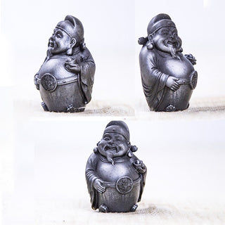 Buddha Gift Handmade Literary Military God of Wealth Iron Powder Rust Cast Resin Statue Home Decoration