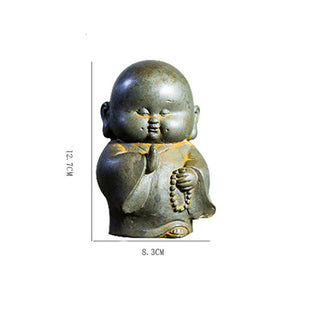 Buddha Gift Handmade Little Monk Iron Powder Rust Cast Resin Statue Home Decoration