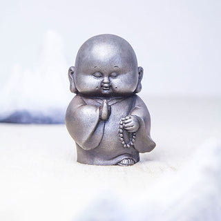 Buddha Gift Handmade Little Monk Iron Powder Rust Cast Resin Statue Home Decoration
