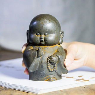 Buddha Gift Handmade Little Monk Iron Powder Rust Cast Resin Statue Home Decoration