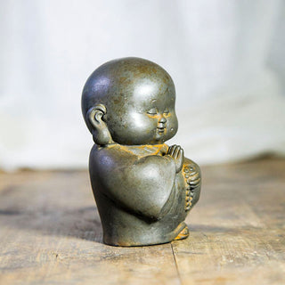 Buddha Gift Handmade Little Monk Iron Powder Rust Cast Resin Statue Home Decoration