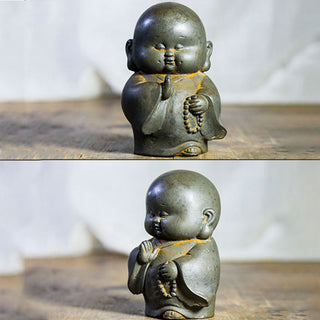Buddha Gift Handmade Little Monk Iron Powder Rust Cast Resin Statue Home Decoration