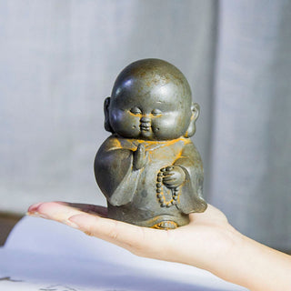 Buddha Gift Handmade Little Monk Iron Powder Rust Cast Resin Statue Home Decoration