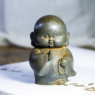 Buddha Gift Handmade Little Monk Iron Powder Rust Cast Resin Statue Home Decoration