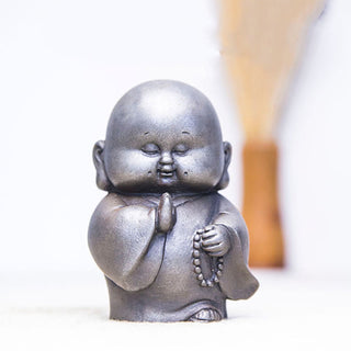 Buddha Gift Handmade Little Monk Iron Powder Rust Cast Resin Statue Home Decoration