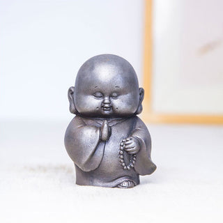 Buddha Gift Handmade Little Monk Iron Powder Rust Cast Resin Statue Home Decoration