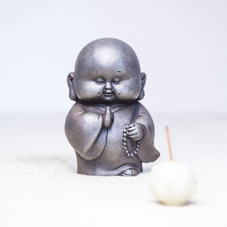 Buddha Gift Handmade Little Monk Iron Powder Rust Cast Resin Statue Home Decoration