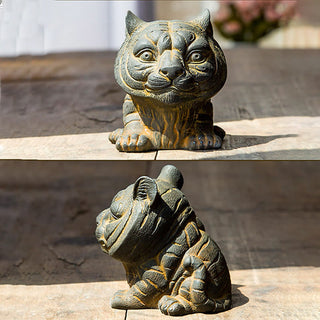 Buddha Gift Handmade Small Lovely Tiger Iron Powder Rust Cast Resin Statue Home Decoration