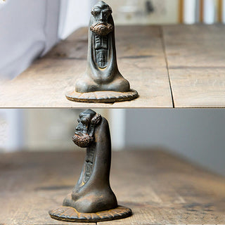 Buddha Gift Handmade Bodhidharma Iron Powder Rust Cast Resin Statue Home Decoration