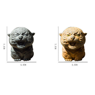 Buddha Gift Handmade Mini Roaring Tiger Iron Powder Rust Cast Resin Statue Home Decoration