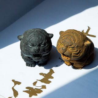 Buddha Gift Handmade Mini Roaring Tiger Iron Powder Rust Cast Resin Statue Home Decoration