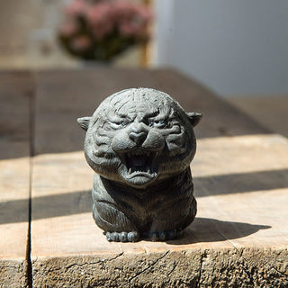 Buddha Gift Handmade Mini Roaring Tiger Iron Powder Rust Cast Resin Statue Home Decoration