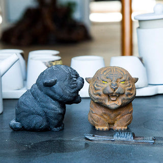 Buddha Gift Handmade Mini Roaring Tiger Iron Powder Rust Cast Resin Statue Home Decoration