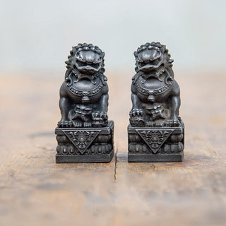 Buddha Gift Handmade Lion Fu Foo Dogs Iron Powder Rust Cast Resin Statue Ward Off Evil Protection Home Decoration