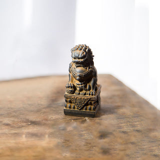 Buddha Gift Handmade Lion Fu Foo Dogs Iron Powder Rust Cast Resin Statue Ward Off Evil Protection Home Decoration