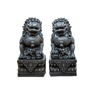 Buddha Gift Handmade Lion Fu Foo Dogs Iron Powder Rust Cast Resin Statue Ward Off Evil Protection Home Decoration
