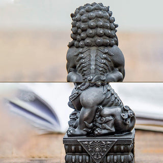 Buddha Gift Handmade Lion Fu Foo Dogs Iron Powder Rust Cast Resin Statue Ward Off Evil Protection Home Decoration