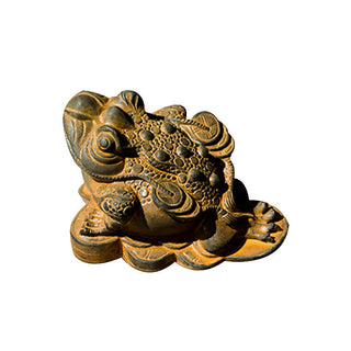 Buddha Gift Handmade Feng Shui Frog Toad Copper Coins Iron Powder Rust Cast Resin Statue Home Decoration