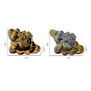 Buddha Gift Handmade Feng Shui Frog Toad Copper Coins Iron Powder Rust Cast Resin Statue Home Decoration