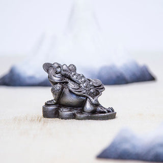 Buddha Gift Handmade Feng Shui Frog Toad Copper Coins Iron Powder Rust Cast Resin Statue Home Decoration