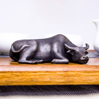 Buddha Gift Handmade Small Water Buffalo Bull Iron Powder Rust Cast Resin Statue Home Decoration