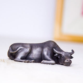 Buddha Gift Handmade Small Water Buffalo Bull Iron Powder Rust Cast Resin Statue Home Decoration