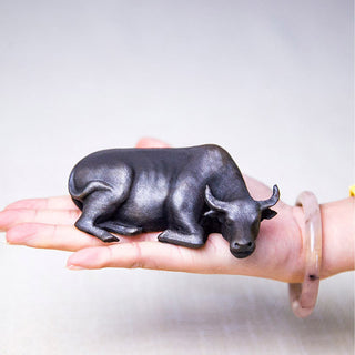 Buddha Gift Handmade Small Water Buffalo Bull Iron Powder Rust Cast Resin Statue Home Decoration