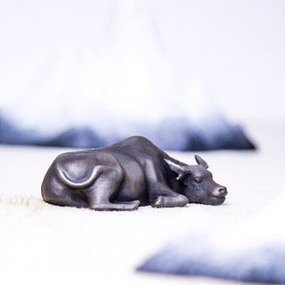 Buddha Gift Handmade Small Water Buffalo Bull Iron Powder Rust Cast Resin Statue Home Decoration