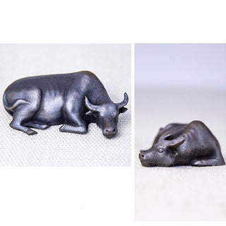 Buddha Gift Handmade Small Water Buffalo Bull Iron Powder Rust Cast Resin Statue Home Decoration