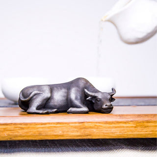 Buddha Gift Handmade Small Water Buffalo Bull Iron Powder Rust Cast Resin Statue Home Decoration