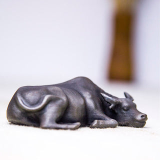 Buddha Gift Handmade Small Water Buffalo Bull Iron Powder Rust Cast Resin Statue Home Decoration