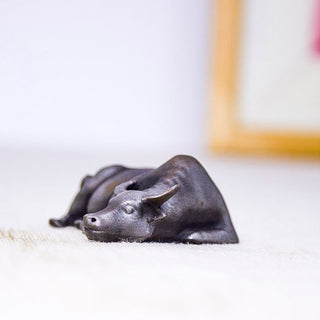 Buddha Gift Handmade Small Water Buffalo Bull Iron Powder Rust Cast Resin Statue Home Decoration