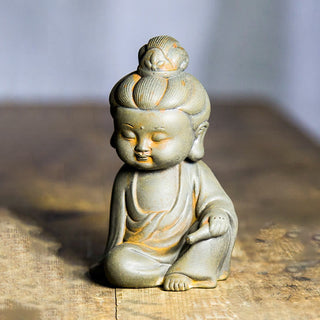 Buddha Gift Handmade Ksitigarbha Kwan Yin Guanyin Avalokitesvara Tathagata Iron Powder Rust Cast Resin Statue Home Decoration